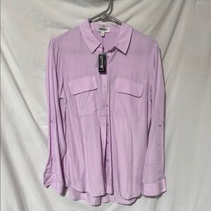 Express Light Purple Button-Up Shirt
